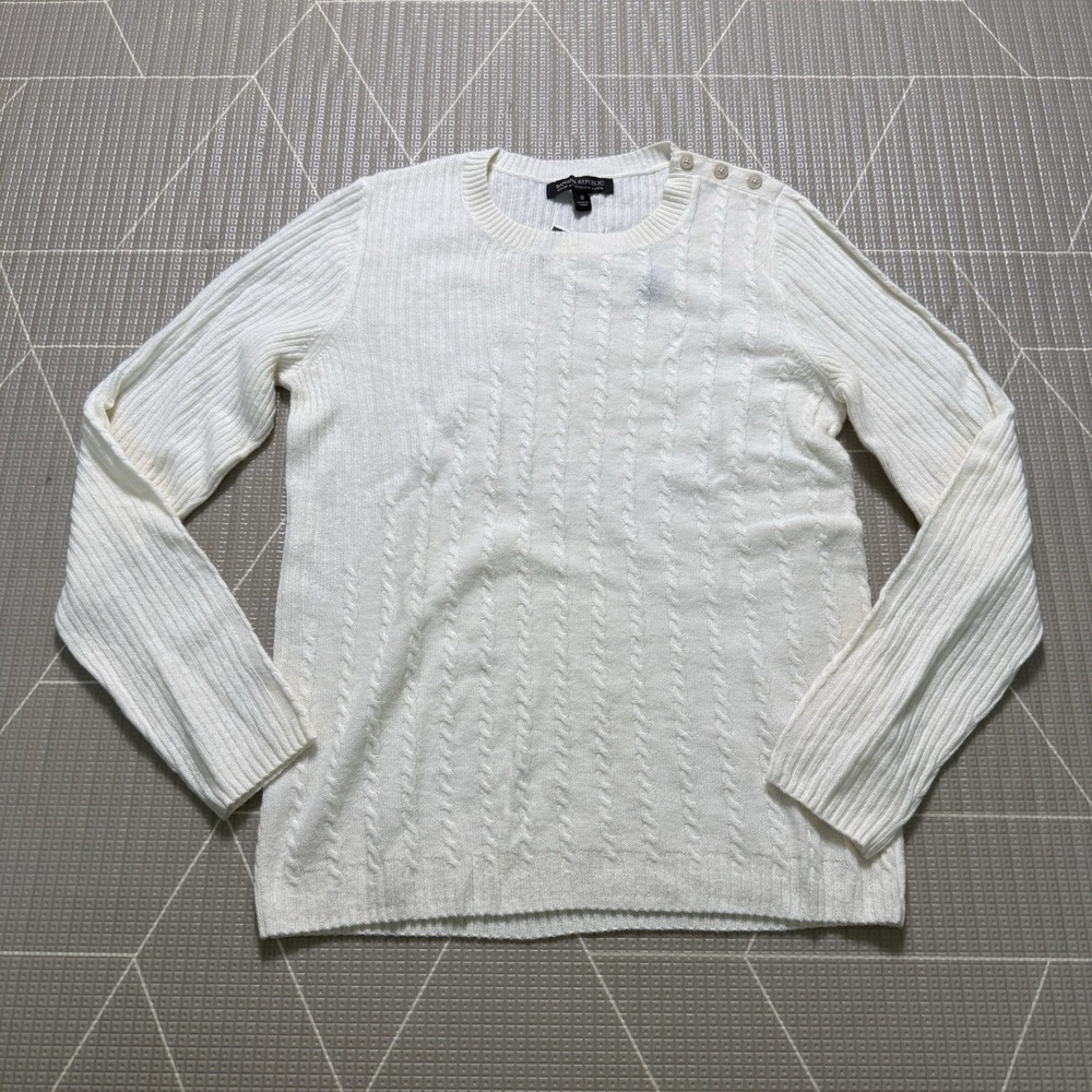 NEW Banana Republic Italian Yarn Sweater‎ W's S Ivory Wool Cashmere Blend